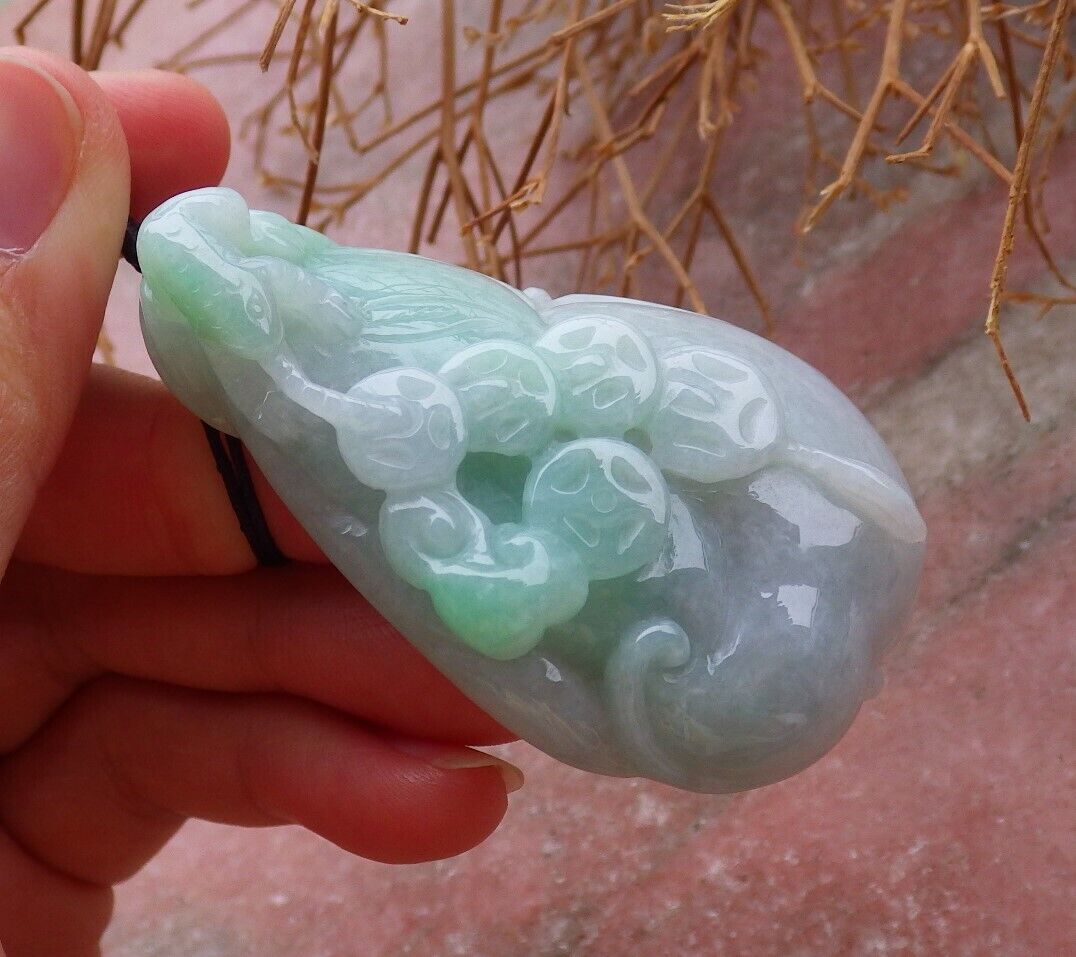 Certified Green 100% Burma Natural A Jade jadeite Pendant Frog Toad Lotus Flower Ruyi Coin Necklace 招财蟾 518851 TN