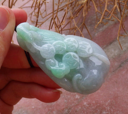 Certified Green 100% Burma Natural A Jade jadeite Pendant Frog Toad Lotus Flower Ruyi Coin Necklace 招财蟾 518851 TN