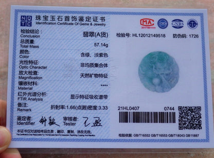 Certified Green 100% Burma Natural A Jade jadeite pendant Dragon Bead Necklace 生意兴隆 518877 TN