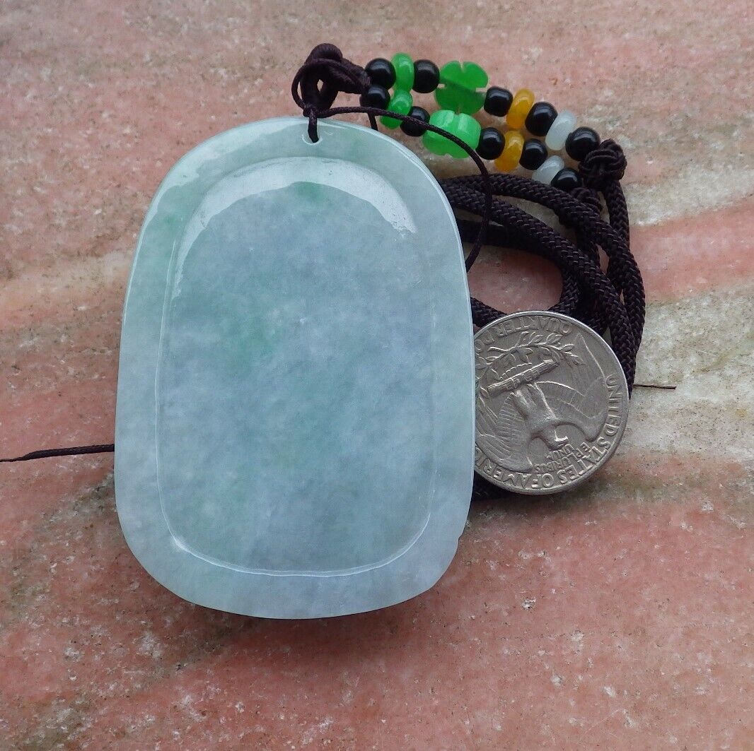 Certified Green Pale Lavender 100% Burma Natural A Jade jadeite pendant Dragon Fish Money Coin Necklace 龙鱼 518902 TN