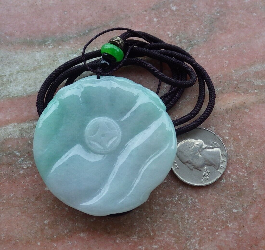 Certified Green 100% Burma Natural A Jade jadeite Pendant Frog Toad Lotus Flower Leaf Money Coin Necklace 招财蟾 521328 TN