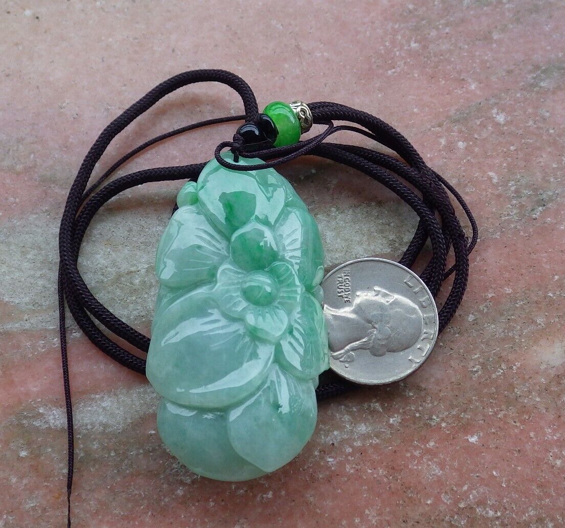 Certified Green 100% Burma Natural A Jade jadeite Pendant Frog Toad Lotus Flower Leaf Money Coin Necklace 招财蟾 521346 TN