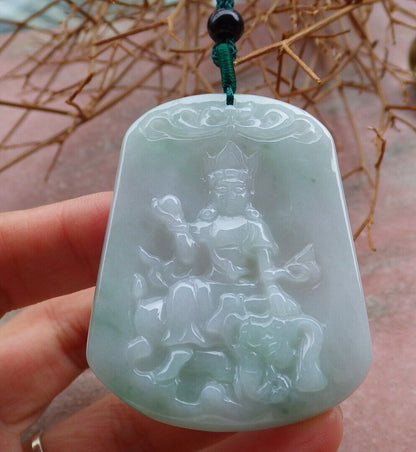 Certified Green 100% Burma Natural A Jade jadeite pendant Guanyin Kwan Yin Elephant Necklace 观音 521372 TN
