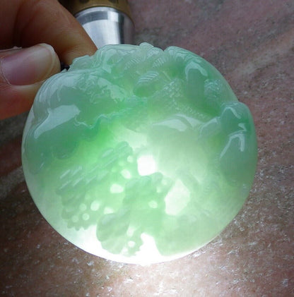 Certified Green 100% Burma Natural A Jade jadeite Landscape painting Tree Necklace 山水画 521504 TN