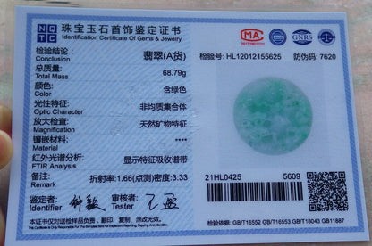 Certified Green 100% Burma Natural A Jade jadeite Landscape painting Tree Necklace 山水画 521504 TN