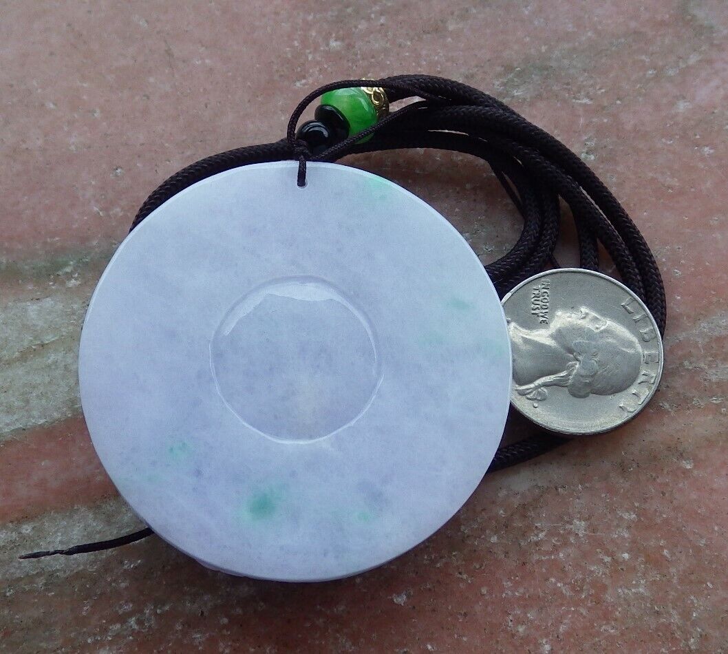 Certified Green Pale Lavender 100% Burma Natural A Jade jadeite Pendant Dragon Phoenix Spit Bead Necklace  521542 TN