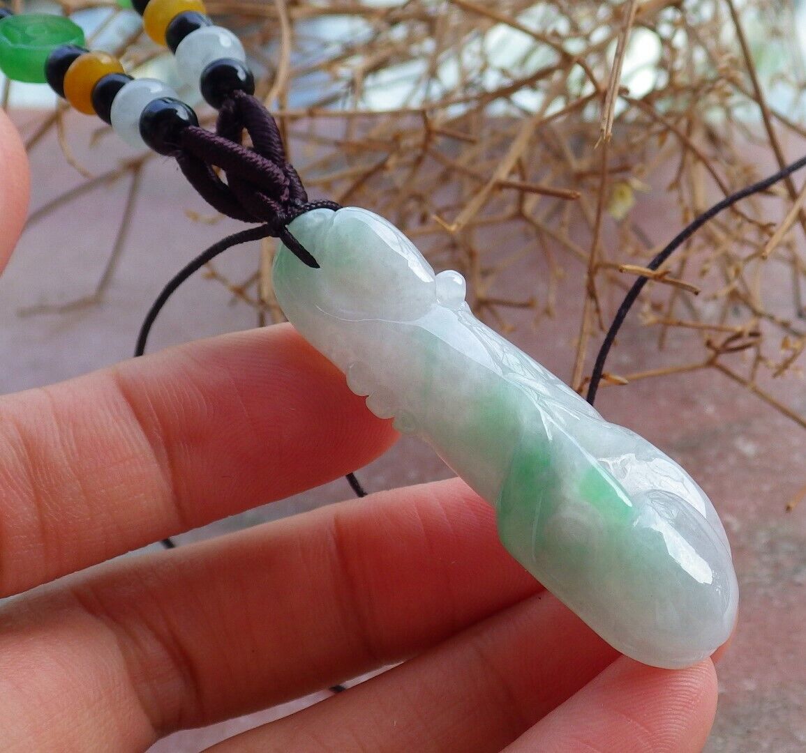 Certified Green 100% Bumra Natural A Jade jadeite pendant Flower Necklace 花开富贵 521689 TN