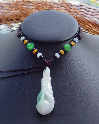 Certified Green 100% Bumra Natural A Jade jadeite pendant Flower Necklace 花开富贵 521689 TN