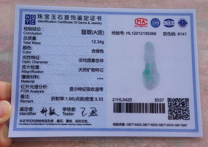 Certified Green 100% Bumra Natural A Jade jadeite pendant Flower Necklace 花开富贵 521689 TN