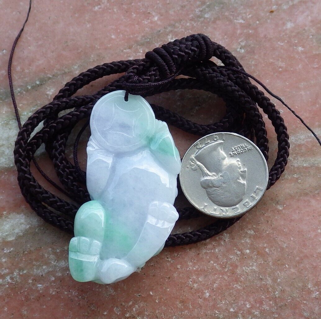 Certified Green Pale Lavender 100% Burma Natural A Jade jadeite Pendant Dragon Pi Xiu Ruyi Money Coin Necklace 风水貔貅 521966 TN
