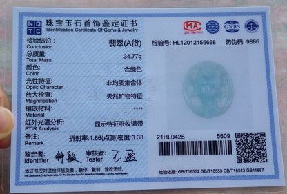 Certified Green 100% Burma Natural A Jade jadeite pendant Happy Buddha God Ruyi Necklace 开心佛 521982 TN