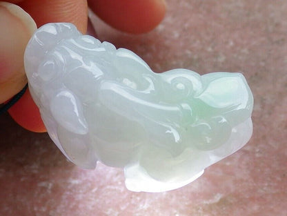 Certified Green 100% Burma Natural A Jade jadeite Pendant Dragon Pi Xiu Money Coin Necklace 风水貔貅 522147 TN