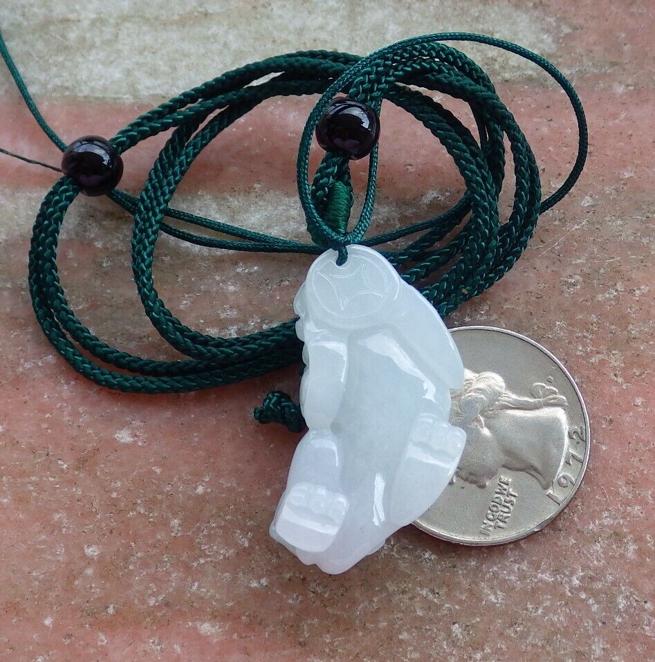 Certified Green 100% Burma Natural A Jade jadeite Pendant Dragon Pi Xiu Money Coin Necklace 风水貔貅 522147 TN