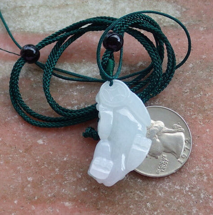 Certified Green 100% Burma Natural A Jade jadeite Pendant Dragon Pi Xiu Money Coin Necklace 风水貔貅 522147 TN