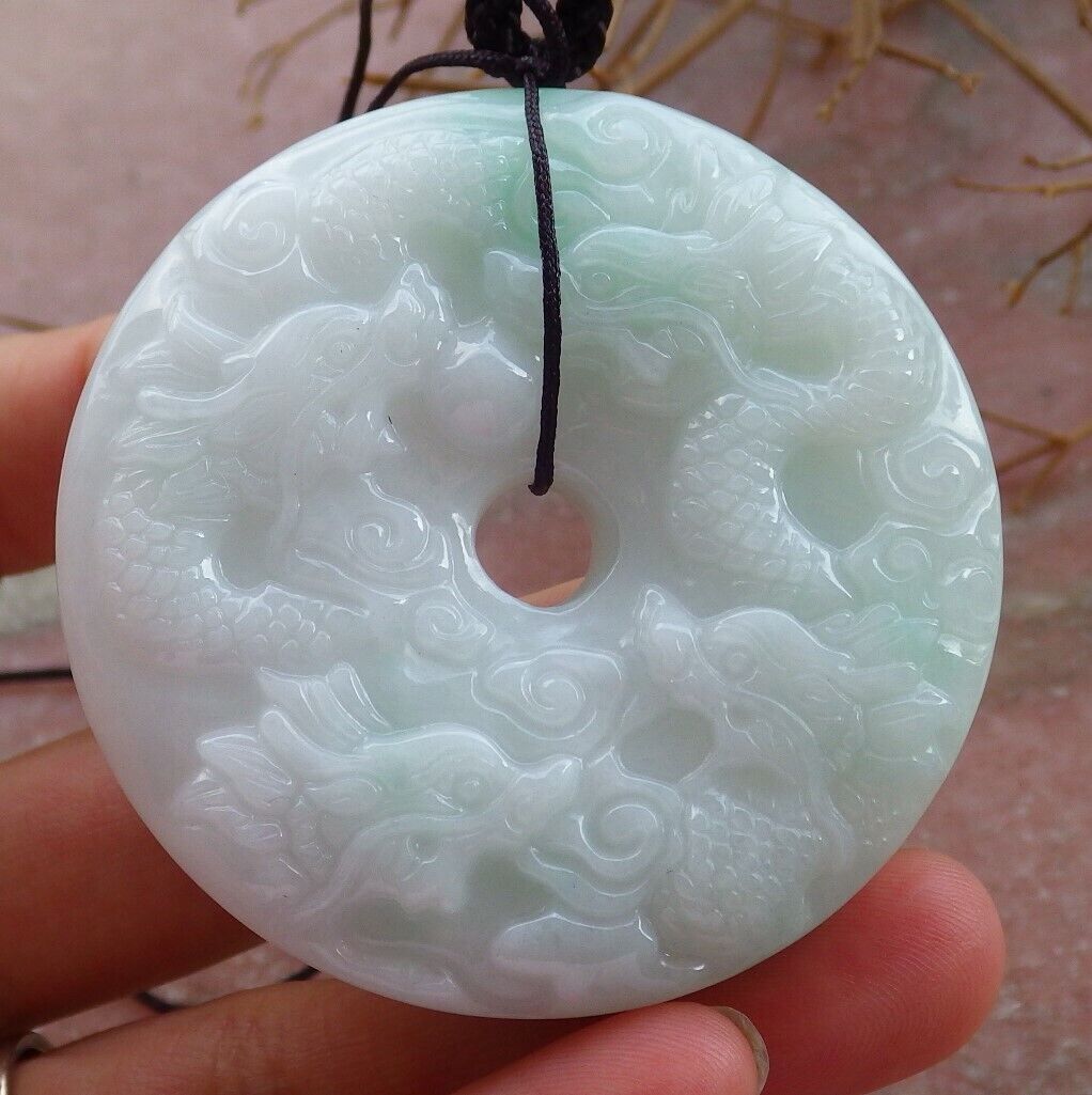 Certified Green 100% Burma Natural A Jade jadeite Pendant 9 Dragon Spit Bead Necklace 九龙戏珠 522185 TN