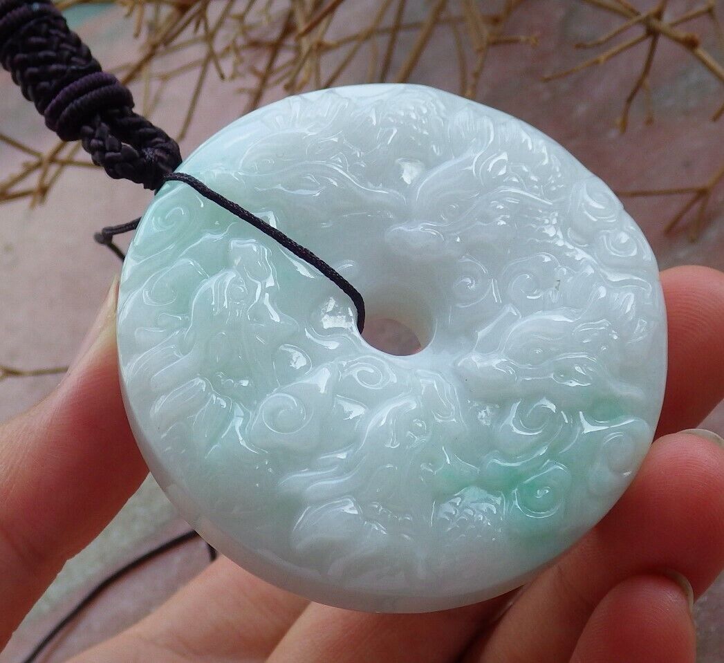 Certified Green 100% Burma Natural A Jade jadeite Pendant 9 Dragon Spit Bead Necklace 九龙戏珠 522185 TN