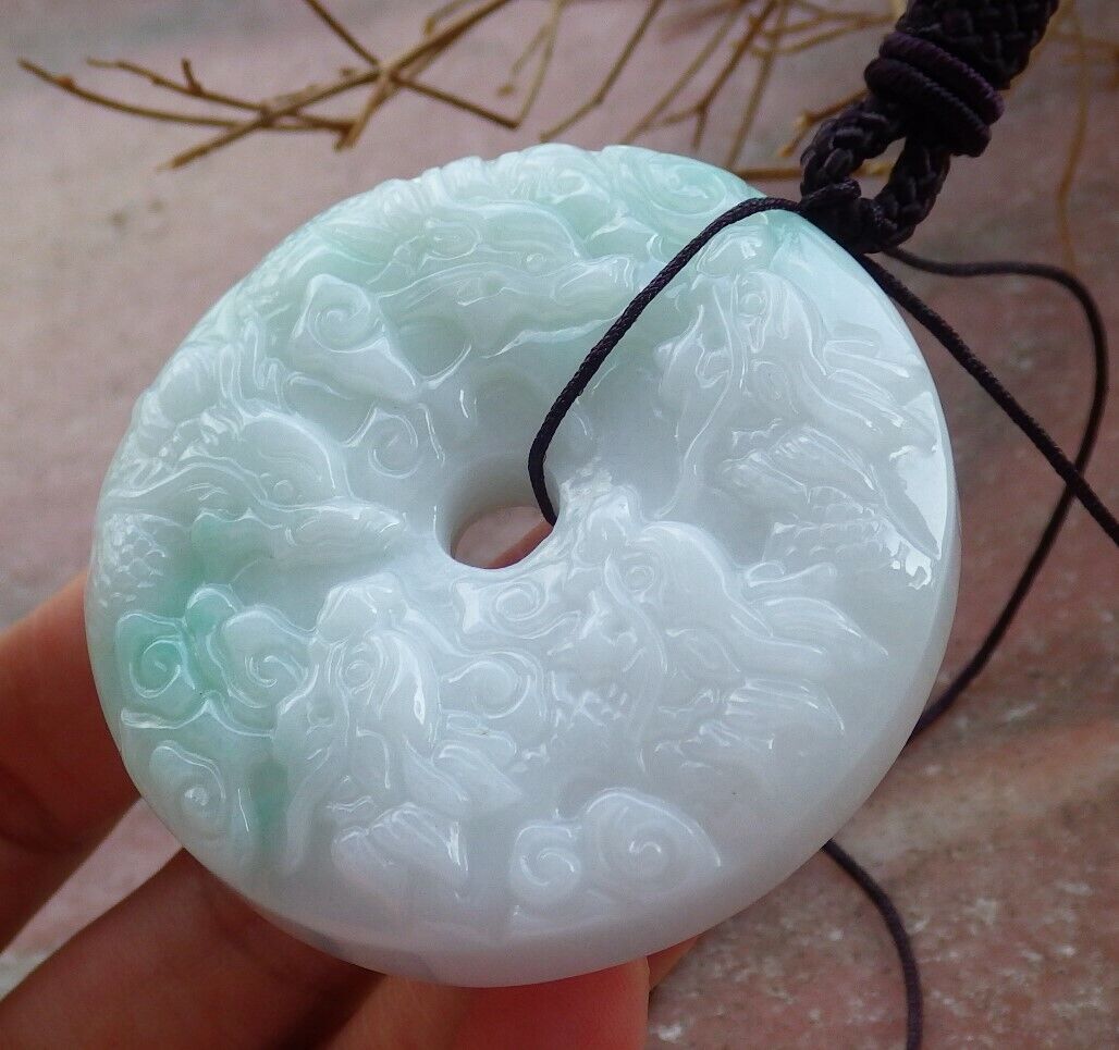 Certified Green 100% Burma Natural A Jade jadeite Pendant 9 Dragon Spit Bead Necklace 九龙戏珠 522185 TN