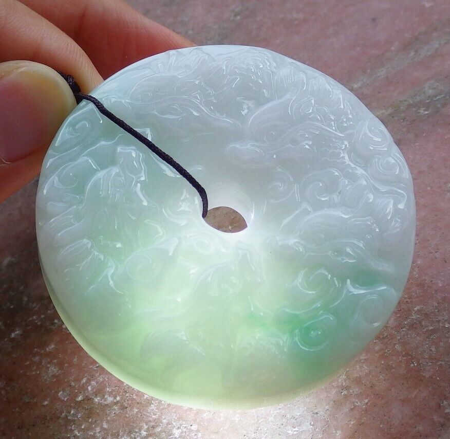 Certified Green 100% Burma Natural A Jade jadeite Pendant 9 Dragon Spit Bead Necklace 九龙戏珠 522185 TN