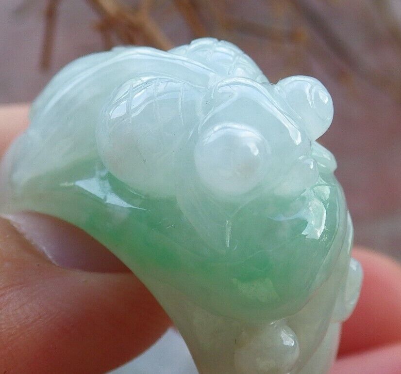 Certified Green 100% Burma Natural A JADE Jadeite Gold Fish RING USA. 11.5 戒指 522312 TN