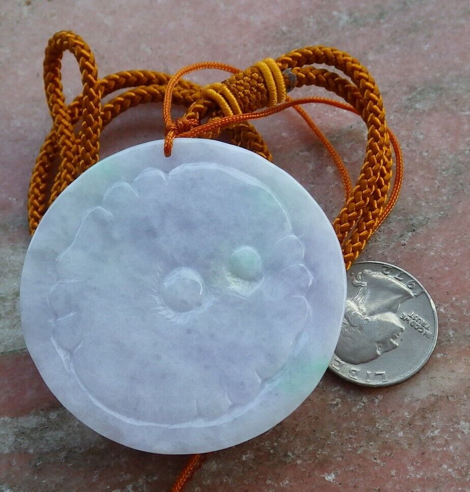Certified Green Pale Lavender 100% Burma Natural A Jade jadeite Pendant Dragon Mouse Rat Bead Necklace 望子成龙 522403 TN