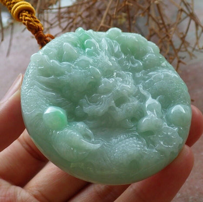 Certified Green Yellow 100% Burma Natural A Jade jadeite Pendant Dragon Mouse Rat Bead Necklace 望子成龙 522502 TN
