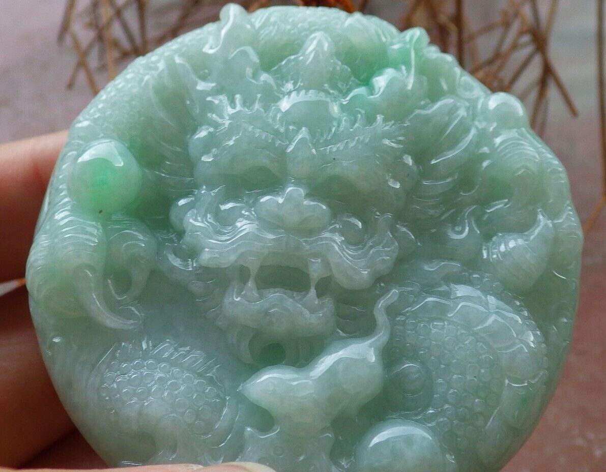 Certified Green Yellow 100% Burma Natural A Jade jadeite Pendant Dragon Mouse Rat Bead Necklace 望子成龙 522502 TN