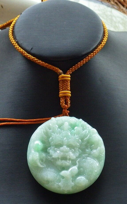 Certified Green Yellow 100% Burma Natural A Jade jadeite Pendant Dragon Mouse Rat Bead Necklace 望子成龙 522502 TN