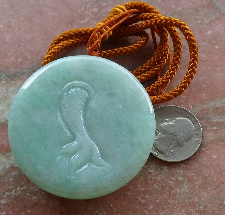Certified Green Yellow 100% Burma Natural A Jade jadeite Pendant Dragon Mouse Rat Bead Necklace 望子成龙 522502 TN