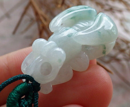 Certified Green 100% Burma Natural A Jade jadeite Pendant Bee Necklace 蜜蜂 522523 TN