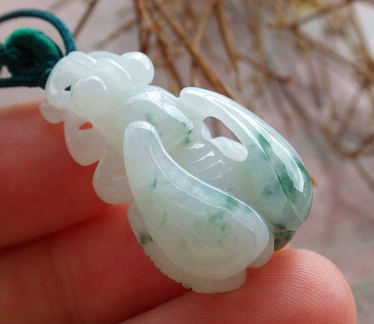 Certified Green 100% Burma Natural A Jade jadeite Pendant Bee Necklace 蜜蜂 522523 TN
