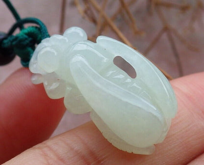 Certified Icy Pale Green 100% Burma Natural A Jade jadeite Pendant Bee Necklace 蜜蜂 522577 TN