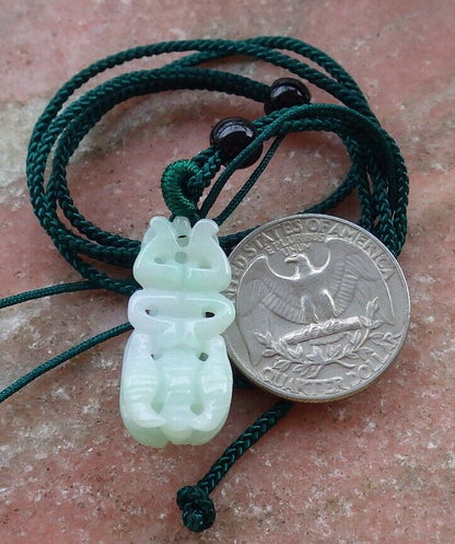 Certified Green Pale Lavender 100% Burma Natural A Jade jadeite Pendant Bee Necklace 蜜蜂 522584 TN