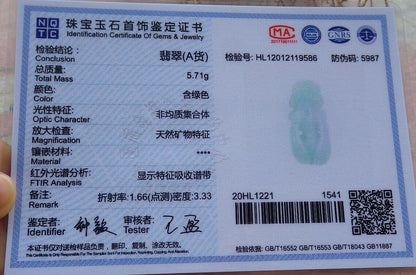 Certified Green Pale Lavender 100% Burma Natural A Jade jadeite Pendant Bee Necklace 蜜蜂 522584 TN