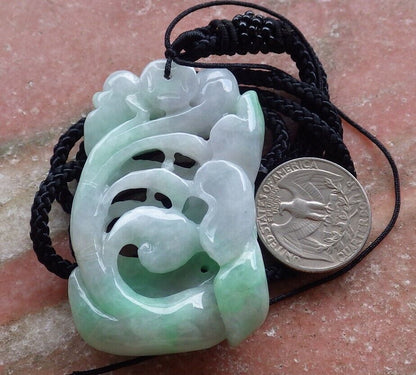 Certified Green 100% Burma Natural A Jade jadeite Pendant Swan Duck Lotus Flower Coin Necklace 天鹅 522591 TN
