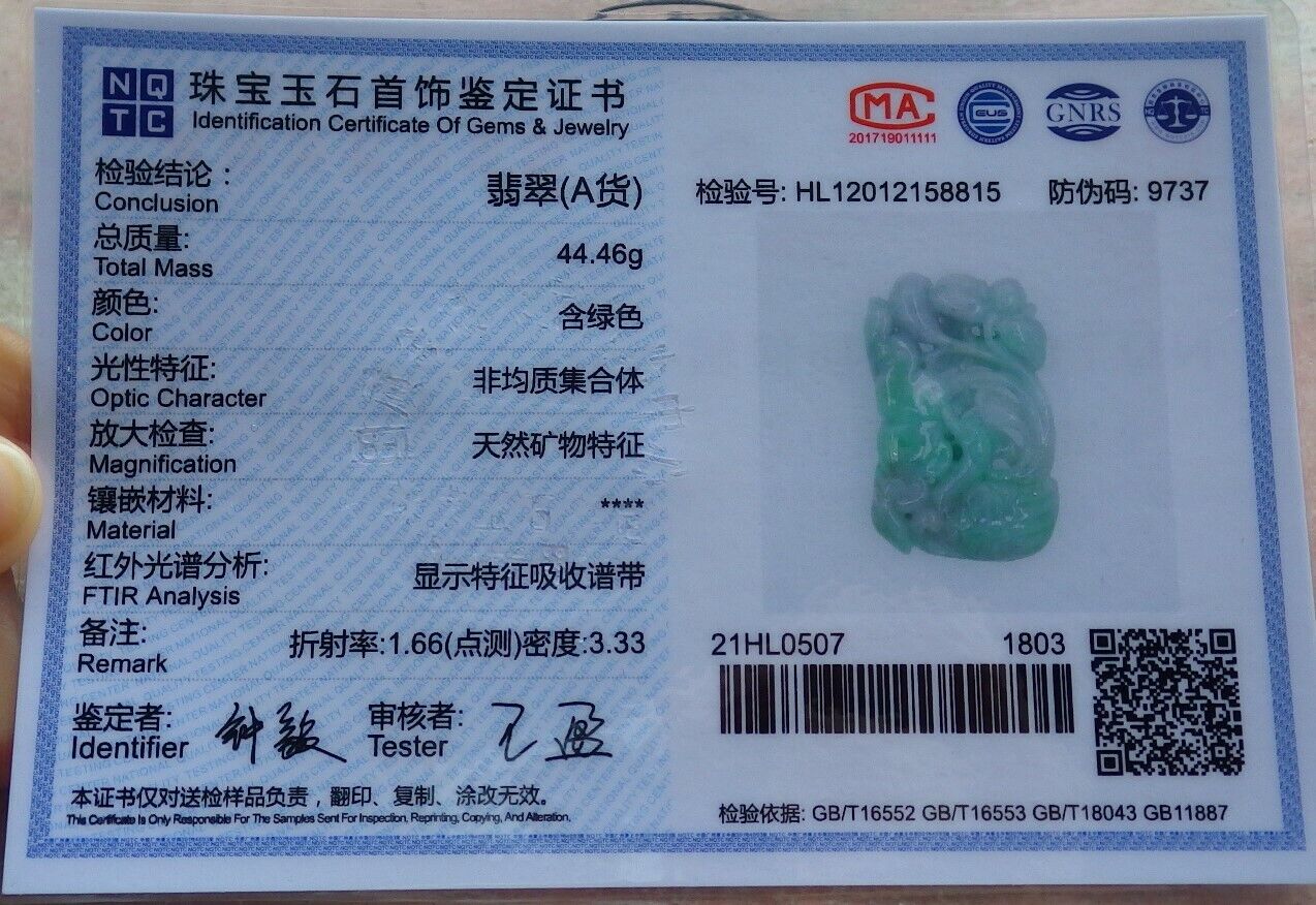Certified Green 100% Burma Natural A Jade jadeite Pendant Swan Duck Lotus Flower Coin Necklace 天鹅 522591 TN