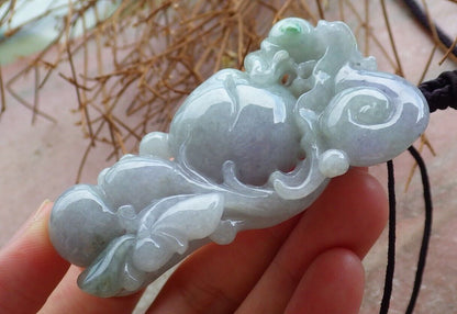 Certified Lavender Green 100% Burma Natural A Jade jadeite pendant Snails Lotus Flower Peach Gourd Coin Necklace 蜗牛 522617 TN