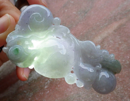 Certified Lavender Green 100% Burma Natural A Jade jadeite pendant Snails Lotus Flower Peach Gourd Coin Necklace 蜗牛 522617 TN
