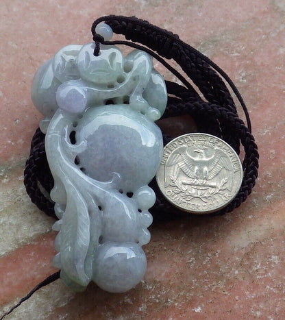 Certified Lavender Green 100% Burma Natural A Jade jadeite pendant Snails Lotus Flower Peach Gourd Coin Necklace 蜗牛 522617 TN