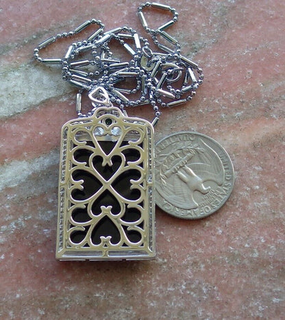 Silver 925 Certified 100% Natural A JADE Jadeite pendant Black Green Rectangle Necklace 墨翠 522868  **include 18 inches metal Chain** The small diamonds is  Diamond (Imitation) TN