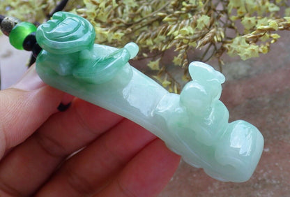 Certified Green 100% Burma Natural A Jade jadeite Pendant Mouse Rat Lotus Flower Ruyi Money Coin 523010 TN