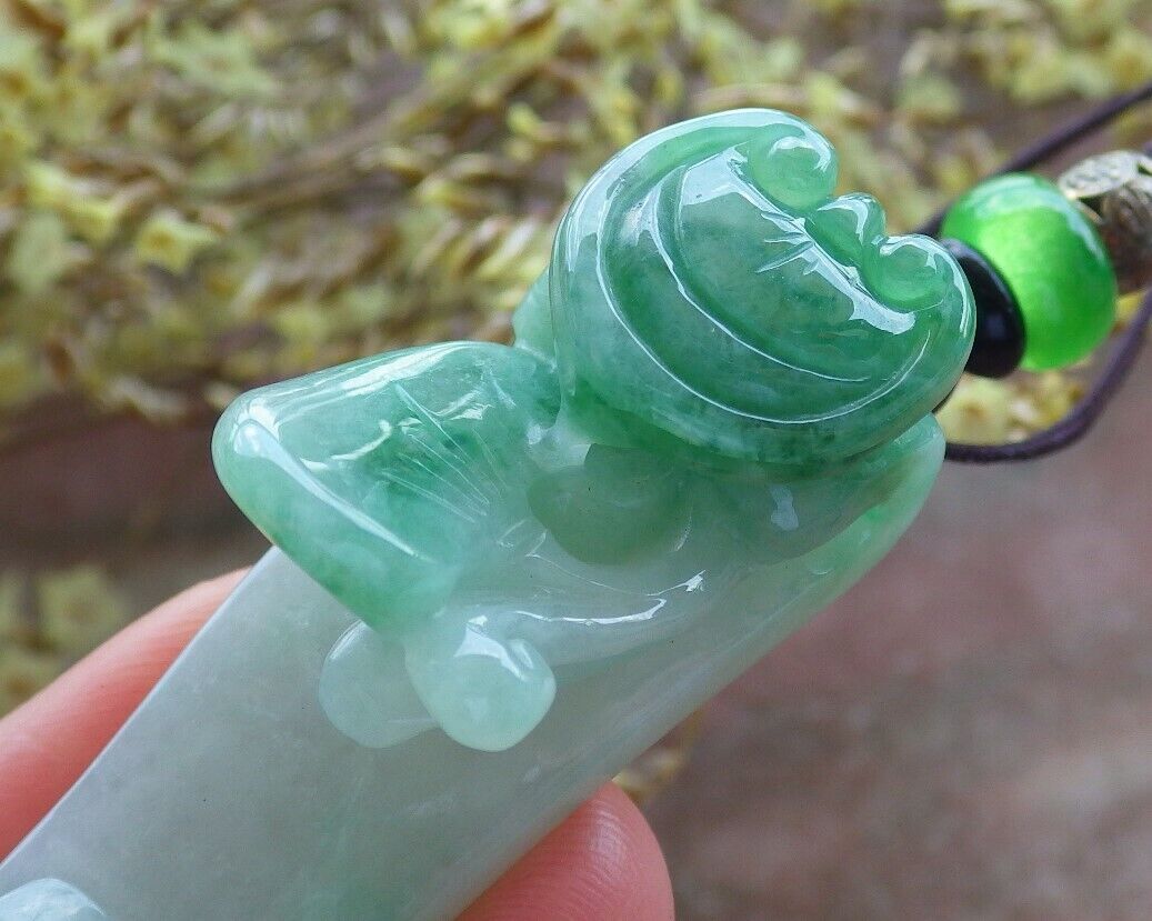 Certified Green 100% Burma Natural A Jade jadeite Pendant Mouse Rat Lotus Flower Ruyi Money Coin 523010 TN
