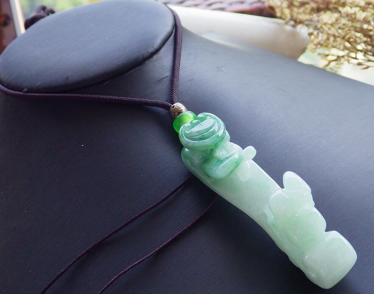 Certified Green 100% Burma Natural A Jade jadeite Pendant Mouse Rat Lotus Flower Ruyi Money Coin 523010 TN