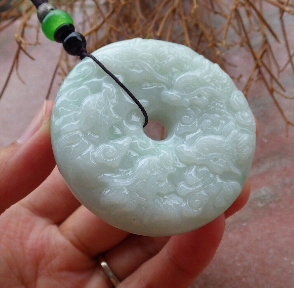 Certified Green 100% Burma Natural A Jade jadeite Pendant 9 Dragon Spit Bead Circle Necklace 九龙戏珠 523376 TN