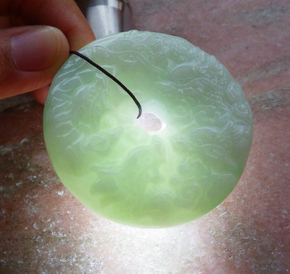 Certified Green 100% Burma Natural A Jade jadeite Pendant 9 Dragon Spit Bead Circle Necklace 九龙戏珠 523376 TN
