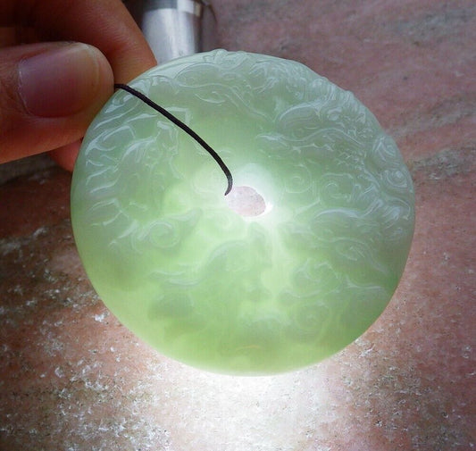 Certified Green 100% Burma Natural A Jade jadeite Pendant 9 Dragon Spit Bead Circle Necklace 九龙戏珠 523376 TN