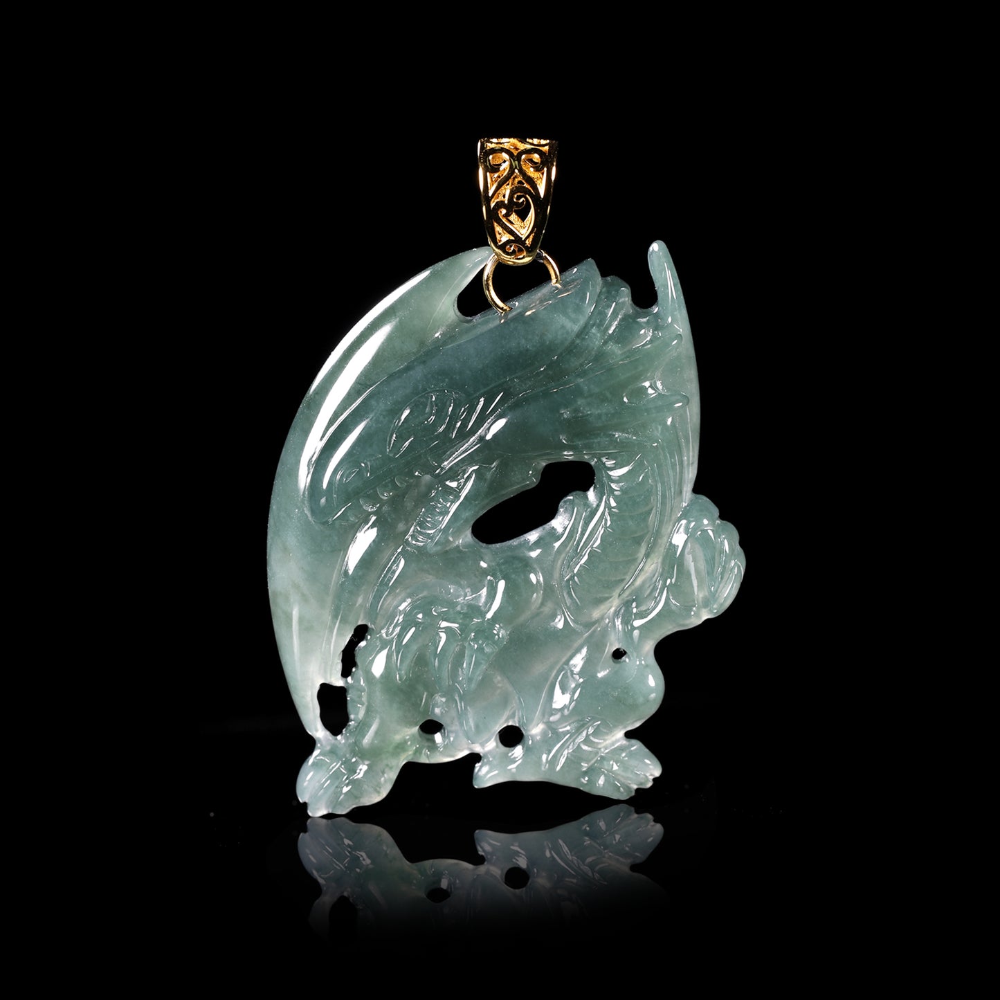 The Blue Eyed White Dragon Jade Jadeite (S925 Silver Buckle)