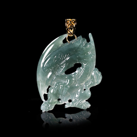 The Blue Eyed White Dragon Jade Jadeite (S925 Silver Buckle)