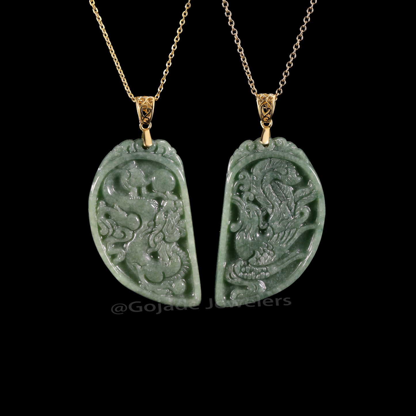 The Dragon & Phoenix Jadeite 100% Natural Burma Jade Jadeite With Certificated (S925 Silver Buckle)