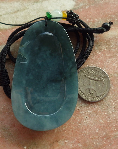 Certified Icy Blue Water Burma Natural A Jade jadeite Pendant Dragon 生意兴隆 585440 TN