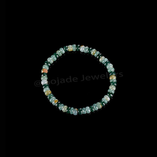 The Abacus Bead Mixed Colors Bracelet 100% Natural Burma Jade Jadeite With Certificated